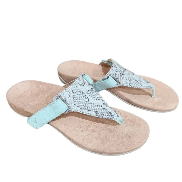 Vionic Wanda Suede Adjustable Sandal, Teal Blue, Women's 9 - Picture 1 of 7